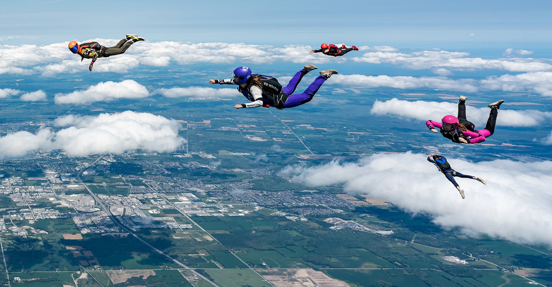 Skydivers in freefall at 12,250 feet